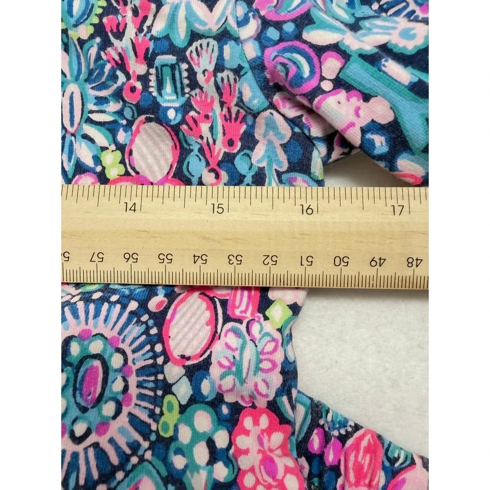 Lilly Pulitzer Kids 2 Piece Set Pants Top Floral Flamingo Pink Blue XL 12-14